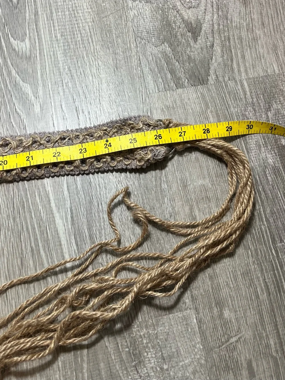Small Brown and Lilac Purple Macramé Jute Rope Y2K Belt